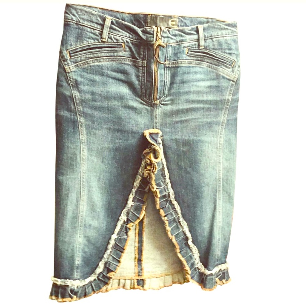 Just Cavalli Jeans Skirt with horse emblem zipper